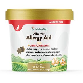 NaturVet – Aller-911 Allergy Aid Plus Antioxidants For Cats – 60 Soft Chews | Supports Immune System, Skin Moisture & Respiratory Health | Enhanced With Omegas, DHA & EPA | 30 Day Supply