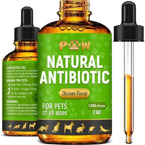 Dog Antibiotics with Chicken Flavor | Сat Antibiotics for Infection, UTIs, Allergies, Runny Nose | Digestive Support | Different Breeds and Ages | PAU D'Arco + Cranberry in The Composition | 2 Oz