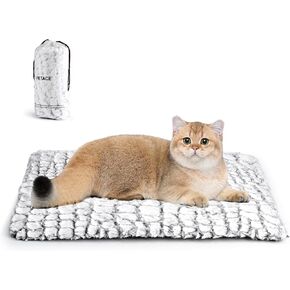 Self Warming Cat Bed, 24" x 18" Ultra Soft Cat Dog Pet Heating Pad for Indoor Outdoor, Non-Slip Heated Cat Mat Thermal Blanket