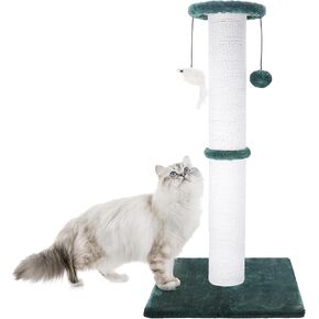 Cat Scratching Post 34 Inches Heavy Duty and Thicker Cat Scratching Post Sisal Rope with Hanging Ball and Mice Scratching Post for Indoor Cats and Adult(Grey)
