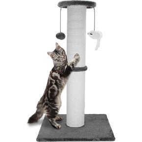 Cat Scratching Post 34 Inches Heavy Duty and Thicker Cat Scratching Post Sisal Rope with Hanging Ball and Mice Scratching Post for Indoor Cats and Adult(Grey) in Kuwait