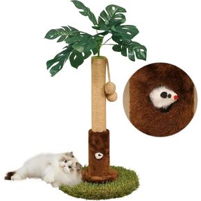 Cat Scratching Post for Indoor Cats and Kitten - 35.43" Tall Cat Scratching Post with Sisal Rope,Palm Tree Cat Scratch Post with Hanging Ball