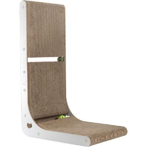Cardboard Cat Scratcher, Vertical Cat Scratching Board, 23.6 Inch L-Shape Cat Scratch Pads with Built-in Catnip Toy Balls, Wall-Mount Cat Scratchers for Indoor Cats