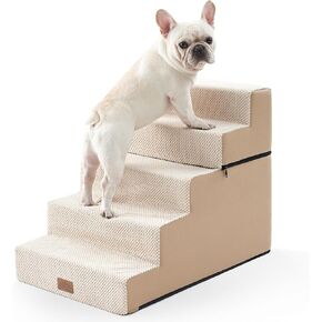 Dog Stairs for Small Dogs, 5 Tier Removable Wider Pet Stairs for Couch and Bed, 23.6" H Non-Slip Dog Steps for Puppies and Old Cats with Support Board, 29.5x19.7x23.6 inch, Grey