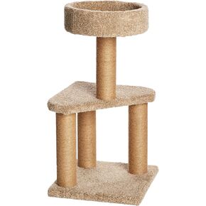 Amazon Basics - Cat Tree Indoor Climbing Activity Tower with Scratching Posts, multi-level, Large, 17.7" x 45.9", Beige
