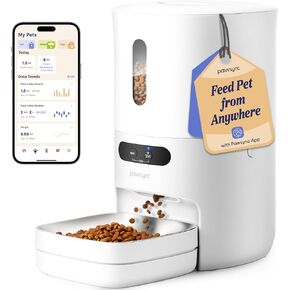 Automatic Cat Feeder, Smart Scale Tracks Pet's Food Intake, App Remote Feeding, 3.6L Timed Food Dispenser for Cats and Dogs, Up to 10 Meals Per Day, Stainless Steel Bowl, Dual Power Supply