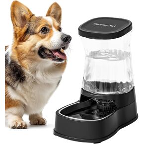 Automatic Gravity Water Dispenser for Dogs, 1Gallon Stainless Steel Water Bowl Dispenser, 100% BPA-Free Dog Water Fountain Dispenser for Small&Medium Dogs, Cats, Puppies(White)