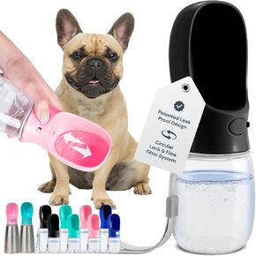 MalsiPree Lightweight Dog Travel Bottle - 19 oz, Blue Portable Dog Water Dispenser with Bowl - Food Grade Plastic - Pet Water Bottle