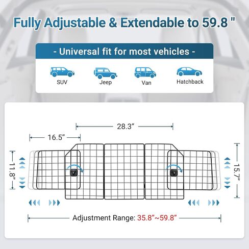 rabbitgoo Dog Car Barrier for SUV, Heavy-Duty Steel Wire Pet Gate, Foldable in Kuwait