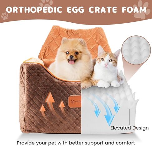 Memory Foam Booster Dog Car Seat with Washable Removable Cover, Elevated Pet Car Seat, Anti-Slip Sturdy Dog Booster Seats for Small Dogs 35lbs, Dog Seat Belt, Storage Pocket, Dog Blankets in Saudi Arabia