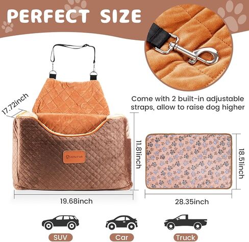Memory Foam Booster Dog Car Seat with Washable Removable Cover, Elevated Pet Car Seat, Anti-Slip Sturdy Dog Booster Seats for Small Dogs 35lbs, Dog Seat Belt, Storage Pocket, Dog Blankets in Saudi Arabia