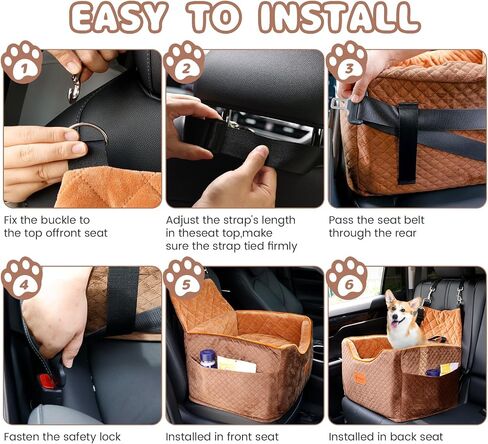 Memory Foam Booster Dog Car Seat with Washable Removable Cover, Elevated Pet Car Seat, Anti-Slip Sturdy Dog Booster Seats for Small Dogs 35lbs, Dog Seat Belt, Storage Pocket, Dog Blankets in Saudi Arabia