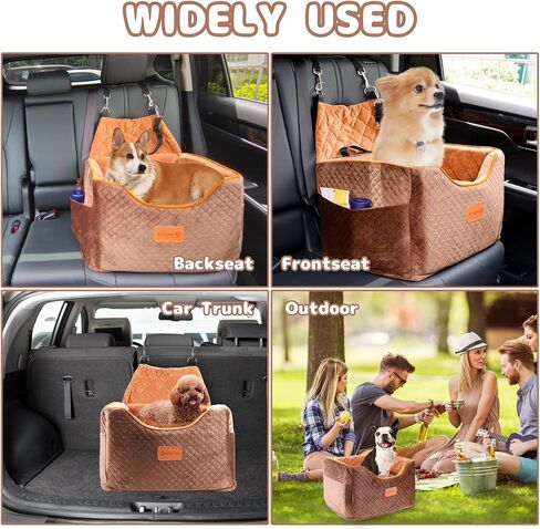 Memory Foam Booster Dog Car Seat with Washable Removable Cover, Elevated Pet Car Seat, Anti-Slip Sturdy Dog Booster Seats for Small Dogs 35lbs, Dog Seat Belt, Storage Pocket, Dog Blankets in Saudi Arabia