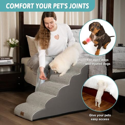 COZY KISS Dog Stairs for Small Dog 19.7" H, 4 Step Pet Ramp for Bed in Saudi Arabia