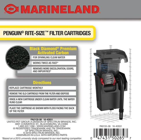 Marineland Penguin Bio-Wheel Replacement Power Filter Cartridges, For Aquarium Filtration, Rite-Size C, 6 Count in Kuwait