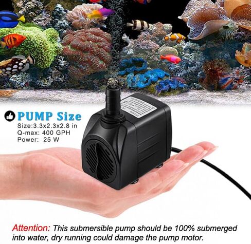 Pulaco 400GPH مضخة المياه الغاطسة مع 5 أقدام أنابيب ، 25 واط مضخة مياه نافورة دائمة لنافورة البركة ، حوض أسماك السمك ، التماثيل ، الزراعة المائية in Kuwait