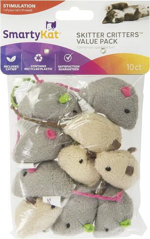 SmartyKat Skitter Critters Value Pack Catnip Cat Toys - Gray/Cream, Set of 10 in Saudi Arabia