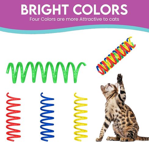 SPOT Wide Colorful Springs Cat Toy - Bouncy Toys for Medium Indoor Cat Breeds to Bite, Swat, Chase - Keeps Cats & Kittens Entertained for Hours - Includes Ten 2" Wide Spiral Springs, Assorted Colors in Kuwait