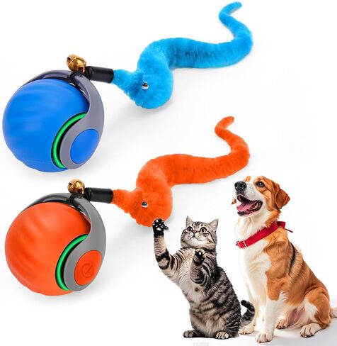 Mity rain Interactive Cat Toy Ball, Self Rolling Ball with Cover Anti-Scratch for Bored Indoor Cat Chasing, Obstacle Avoidance Speedy Cat Toys for Enrichment, Motion Activated Toys to Keep Them Busy in Kuwait