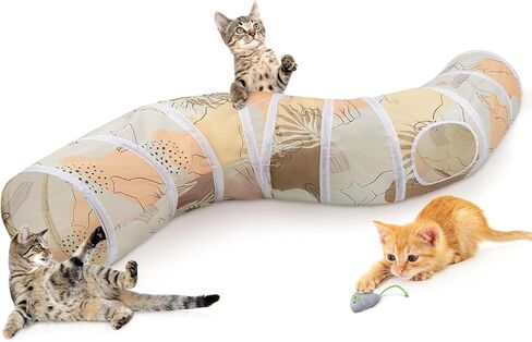 Glittme Cat Tunnel, Cat Tunnels for Indoor Cats, S-Shape Peekaboo Cat Cave with Cat Toys, Foldable Cat Tubes and Tunnels for Cats, Rabbit, Puppy, Guinea Pig in Saudi Arabia
