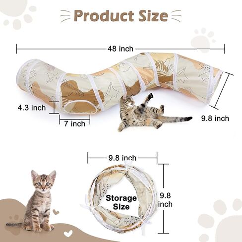 Glittme Cat Tunnel, Cat Tunnels for Indoor Cats, S-Shape Peekaboo Cat Cave with Cat Toys, Foldable Cat Tubes and Tunnels for Cats, Rabbit, Puppy, Guinea Pig in Saudi Arabia