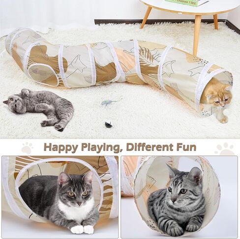 Glittme Cat Tunnel, Cat Tunnels for Indoor Cats, S-Shape Peekaboo Cat Cave with Cat Toys, Foldable Cat Tubes and Tunnels for Cats, Rabbit, Puppy, Guinea Pig in Saudi Arabia