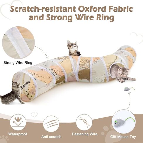 Glittme Cat Tunnel, Cat Tunnels for Indoor Cats, S-Shape Peekaboo Cat Cave with Cat Toys, Foldable Cat Tubes and Tunnels for Cats, Rabbit, Puppy, Guinea Pig in Saudi Arabia