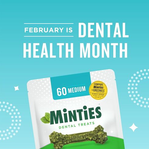 Minties Dental Chews for Dogs, 40 Count, Vet-Recommended Mint-Flavored Dental Treats for Medium Dogs 25-50 lbs, Dental Bones Clean Teeth, Fight Bad Breath, and Removes Plaque and Tartar in Saudi Arabia