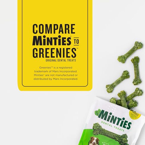 Minties Dental Chews for Dogs, 40 Count, Vet-Recommended Mint-Flavored Dental Treats for Medium Dogs 25-50 lbs, Dental Bones Clean Teeth, Fight Bad Breath, and Removes Plaque and Tartar in Saudi Arabia