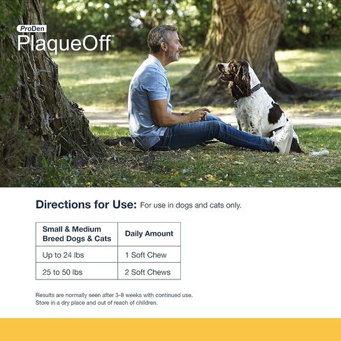 ProDen PlaqueOff Soft Chews with Natural Kelp - for Small & Medium Breed Dogs & Cats - Supports Normal, Healthy Teeth, Gums, and Breath Odor in Dogs & Cats - 90 Soft Chews in Kuwait