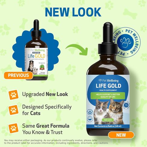 Pet Wellbeing Life Gold for Cats - Immune Support, Antioxidants, Normal Detoxification, Cellular Health, Astragalus, Blessed Thistle - Veterinarian-Formulated Herbal Supplement 2 fl oz (59 ml) in Saudi Arabia