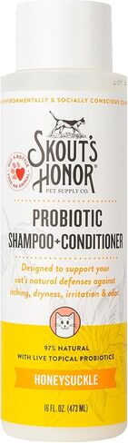Skout's Honor Probiotic Cat Shampoo & Conditioner with Avocado Oil & Omega-3s, 97% Natural, Paraben & Sulfate-Free, Cruelty-Free, 16oz, Honeysuckle in Saudi Arabia