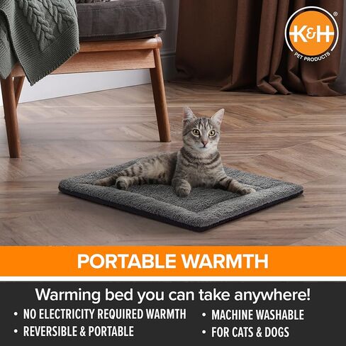 وسادة سرير للقطط ذاتية التدفئة من K&H PET Products، وسادة حرارية للقطط والكلاب ذاتية التسخين، حصيرة لتدفئة القطط للقطط الوحشية والداخلية، دقيق الشوفان/الشوكولاتة 21 × 17 بوصة in Saudi Arabia