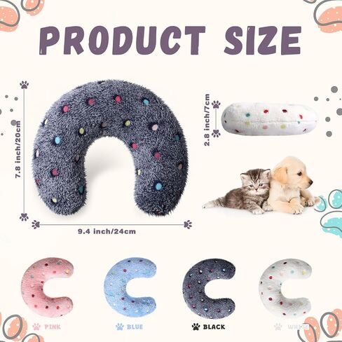 Sweetude 4 Pcs Christmas Pillows for Cats Puppy Bed Soft Fluffy Pet Calming Toy Half Donut U Shaped Pet Neck Pillow Training Toy Joint Relief Cervical Protection(Christmas Red Plaid,Medium) in Saudi Arabia