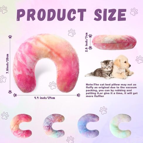 Sweetude 4 Pcs Christmas Pillows for Cats Puppy Bed Soft Fluffy Pet Calming Toy Half Donut U Shaped Pet Neck Pillow Training Toy Joint Relief Cervical Protection(Christmas Red Plaid,Medium) in Saudi Arabia