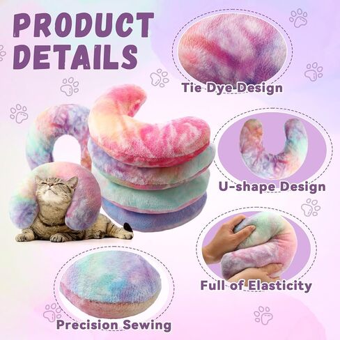 Sweetude 4 Pcs Christmas Pillows for Cats Puppy Bed Soft Fluffy Pet Calming Toy Half Donut U Shaped Pet Neck Pillow Training Toy Joint Relief Cervical Protection(Christmas Red Plaid,Medium) in Saudi Arabia