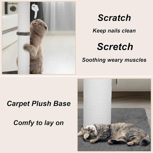 Cat Scratching Post 34 Inches Heavy Duty and Thicker Cat Scratching Post Sisal Rope with Hanging Ball and Mice Scratching Post for Indoor Cats and Adult(Grey) in Kuwait