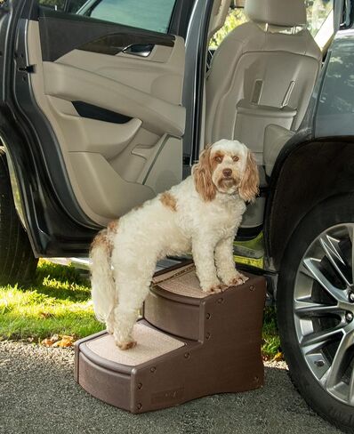 Pet Gear Easy Step II Extra Wide Pet Stairs, 2 Step for Dogs/Cats up to 200 pounds, Removable/Washable Carpet, Easy Assembly (No Tools Required), Camel in Kuwait