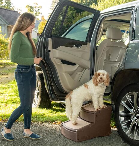 Pet Gear Easy Step II Extra Wide Pet Stairs, 2 Step for Dogs/Cats up to 200 pounds, Removable/Washable Carpet, Easy Assembly (No Tools Required), Camel in Kuwait