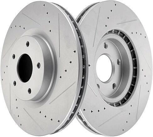 SCITOO Brakes Rotors 2pcs Front Drilled Slotted Discs Brakes Kit fit for Cadillac Escalade ESV XTS,for Chevy Avalanche Express Silverado Suburban 1500 Tahoe,for GMC Savana Sierra Yukon XL 1500 in Saudi Arabia