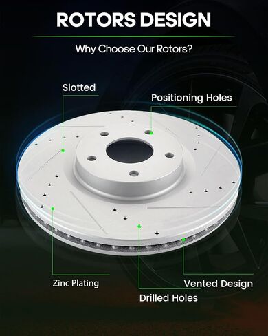 SCITOO Brakes Rotors 2pcs Front Drilled Slotted Discs Brakes Kit fit for Cadillac Escalade ESV XTS,for Chevy Avalanche Express Silverado Suburban 1500 Tahoe,for GMC Savana Sierra Yukon XL 1500 in Saudi Arabia