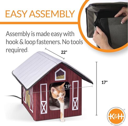 K&H Pet Products Heated Outdoor Cat House for Outside Pets in Winter, Weatherproof Outdoor House for Ferals, Insulated Kitty Shelter, 2 Doors, Waterproof Heated Cat Bed, Safety Listed - Olive/Olive in Kuwait