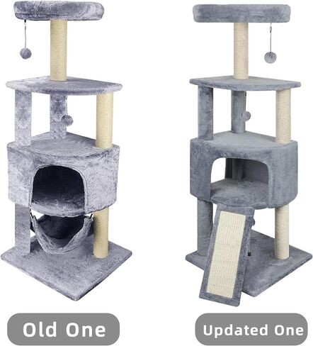 45in Cat Tree Tower with Big Cat Condo for Indoor Cats,Cat Tower Activity Center Cat Furniture with Scratching Post and Hanging Bed,Beige in Saudi Arabia