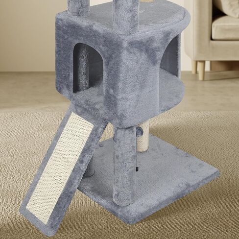 45in Cat Tree Tower with Big Cat Condo for Indoor Cats,Cat Tower Activity Center Cat Furniture with Scratching Post and Hanging Bed,Beige in Saudi Arabia