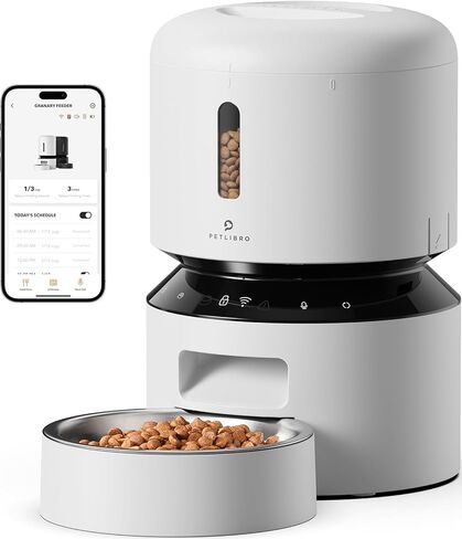 Petlibro Automatic Cat Resered ، 5G WiFi Automatic Pet Feeder مع الحفاظ على النضارة ، مغذيات القطط الموقوفة 3L للطعام الجاف ، ما يصل إلى 48 جزءًا من 10 وجبات في اليوم ، مغذية Pet Granary للقط/الكلب ، أبيض in Kuwait