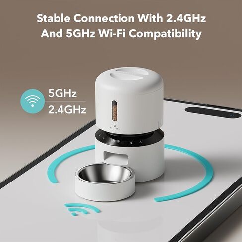 Petlibro Automatic Cat Resered ، 5G WiFi Automatic Pet Feeder مع الحفاظ على النضارة ، مغذيات القطط الموقوفة 3L للطعام الجاف ، ما يصل إلى 48 جزءًا من 10 وجبات في اليوم ، مغذية Pet Granary للقط/الكلب ، أبيض in Kuwait