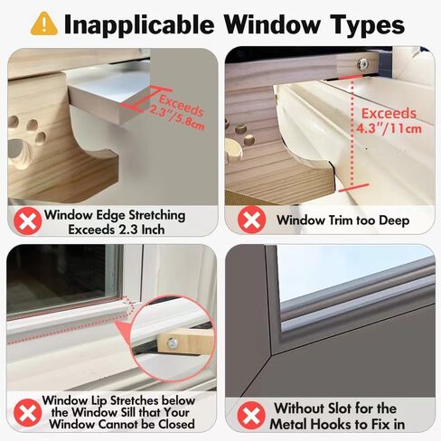AMOSIJOY Cat Sill Window Perch Sturdy Cat Hammock Window Seat with Wood & Metal Frame for Large Cats, Easy to Adjust Cat Bed for Windowsill, Bedside, Drawer and Cabinet in Kuwait