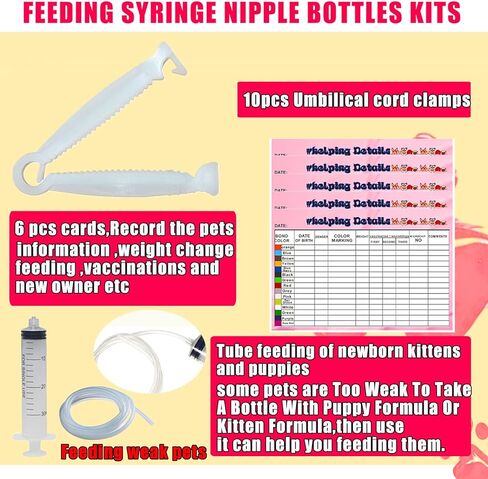 kewen Puppy Kitten Whelping Supplies, Whelping kit for Puppies Birth,Kitten Supplies,Dog Supplies,Puppy kit,Kitten Bottle Feeding kit for New Born Puppy Supplies and Kitten (Whelping Kit) in Kuwait