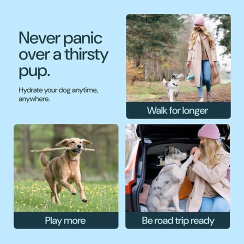 MalsiPree On the Go Dog Water Bottle - 12 oz Pink, Leak-Proof | 12oz leak-proof bottle & built-in bowl - one-hand use - Use for dog travel, hiking, park & beach days in Kuwait