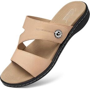 SHIBEVER Flat Sandals For Women Dressy: Comfortable Summer - Slip On Arch Support Flats Sandal